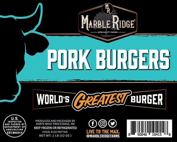 Pork Burgers - Marble Ridge Specialty Farms