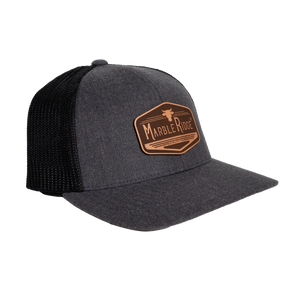 Marble Ridge Leather Logo Flexfit Snapback Trucker Hat - Marble Ridge Specialty Farms