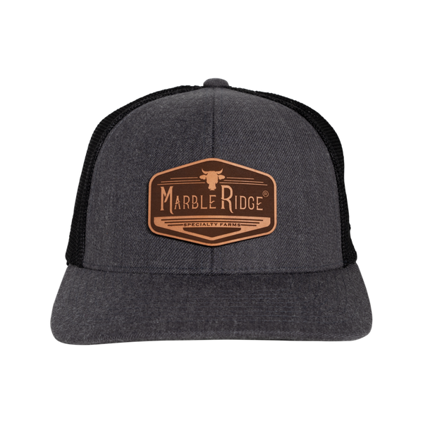 Marble Ridge Leather Logo Flexfit Snapback Trucker Hat - Marble Ridge Specialty Farms
