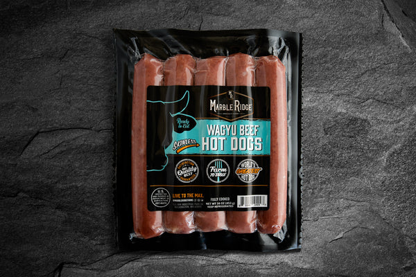 Wagyu Beef Hot Dogs, Skinless - Marble Ridge Specialty Farms
