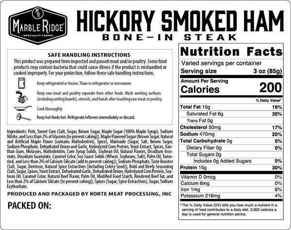 Bone-In Smoked Ham Steaks - Marble Ridge Specialty Farms